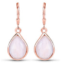 18K Rose Gold Plated 7.60 Carat Genuine Pink Opal .925 Sterling Silver Earrings