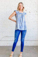 And The Why Boho Print Ruffle Baby Doll Tank Top