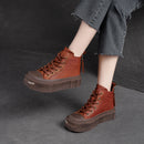 Back Zip Cowhide Ankle Boots