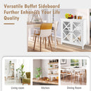 Freestanding Kitchen Buffet Cabinet with Glass Doors and Adjustable Shelf