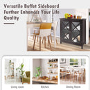 Freestanding Kitchen Buffet Cabinet with Glass Doors and Adjustable Shelf