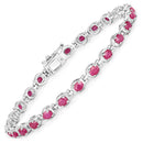 5.50 Carat Genuine Ruby .925 Sterling Silver Bracelet