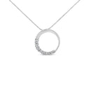 14K White Gold 1/4 Cttw Round-Cut Graduating Diamond Open Circle Hoop 18" Pendant Necklace (J-K Color, I1-I2 Clarity)