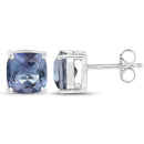 4.20cttw Royal Blue Mystic Quartz .925 Sterling Silver Earrings