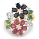 3.65 Carat Genuine Multi Stones .925 Sterling Silver Ring