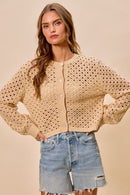 SO ME Open Knitted Button Down Cardigan Sweater Top