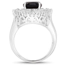 8.12 Carat Genuine Smoky Quartz and White Topaz .925 Sterling Silver Ring