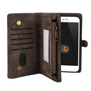 Phone Wallet Case For iPhone 8 Plus Portable Wallet Case 2 in 1 Leather Zipper Magnetic Detachable 15 Card Slots Money Pocket Clutch Cover W/ID Widows