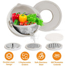 Multifunctional Mixing Bowl with Lid Set 3 Replaceable Graters Food Strainer and Colander Fruit Vegetable Washing Basket Stainless Steel