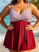 Split swimsuit for women with belly covering and slimming skirt style swimsuit