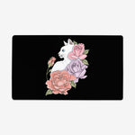 White Cat And Roses Playmat