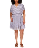 Michael Michael Kors Plus Size Striped Surplice-Neck Dress, Size 1X