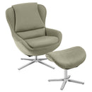 360¬∞ Swivel Leather Lounge Chair with Ottoman and Aluminum Alloy Base