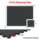 Interlocking Rubber Exercise Mat 48 Sq Ft with Borders