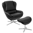 360¬∞ Swivel Leather Lounge Chair with Ottoman and Aluminum Alloy Base
