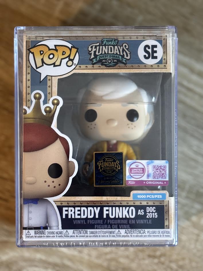Fundays: Quest for the Grail - Atlantis 2026 Freddy Funko as Back to the Future Doc Brown 2015 (Yellow Jacket) with Protector & Guaranteed Mint LE1000