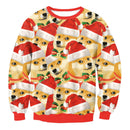 Ugly Christmas Sweater, Santa Elf Print, Pullover