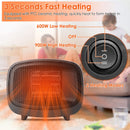 Small Electric Space Heater Portable Mini PTC Ceramic Space Heater Fan w/ Tip-Over and Overheat Protection for Bedroom Office Desk Indoor Use