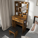 Vanity Desk Set with LED Lighted Mirror & Padded Stool