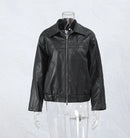 Women's Bow-Knot Zipper Leather Jacket