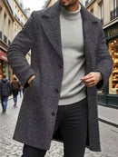 Trench Coat Notched Lapel Slim-fit Overcoat Elegant And Sophisticated Solid-color Trench