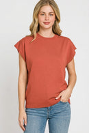 Zenana Viscose Round-neck Short Sleeve Sweater