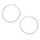 14k White Gold Polished Hoop Earrings (1.5x30mm)