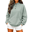 Women's Casual Half-high-neck Loose-fitting Button-up Sweatshirt