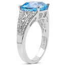 5.05 Carat Genuine Blue Topaz and 0.05 ct.t.w Genuine Diamond Accents Sterling Silver Ring