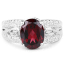 3.23 Carat Genuine Rhodolite and White Topaz .925 Sterling Silver Ring