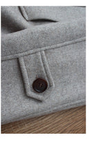 Mens Mid-length Wool Coat With Horn Buttons And A Lapel Collar