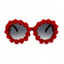 Vintage Three Dimensional Rose Round Frame Sunglasses For Women Sun Glasses