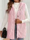 Button-Down Sherpa Hooded Vest Coat