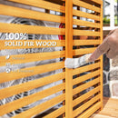 Outdoor Air Conditioner Fence Privacy Screen, Wood AC Fence Potting Table With Shelves For Patio, Light Brown