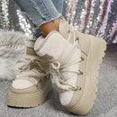 Women's Platform Height-Increasing Suede Snow Boots, New Versatile Plus Size Women's Snow Cotton Boots