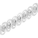 .925 Sterling Silver 1/4 cttw Round-Cut Diamond Double Row Wrapped S-Link Bracelet (I-J Color, I2-I3 Clarity) - Size 7.25"