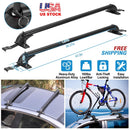 2PCS Universal 110cm/43-inch Car Roof Rack Cross Bar w/ Anti-Theft Lock Adjustable Window Frame for bike kayak cargo luggage