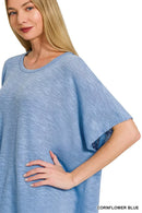 Zenana Oversized Slub Hacci Top