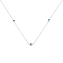 Sterling Silver Treated Blue Color Diamond Station Necklace (1/2 cttw, Blue Color, I2-I3 Clarity)