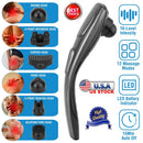 Cordless Handheld Back Massager Deep Tissue Rechargeable Electric Massager w/ 12 Modes 10 Intensity 6 Interchangeable Nodes For Muscle Foot Neck Shoul