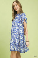 Umgee Abstract Print Babydoll Mini Dress