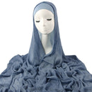 New Womens Solid-color Pleated Faux Hijab