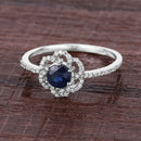 0.78 Carat Genuine Blue Sapphire and White Diamond 14K White Gold Ring
