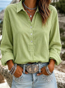 Womens Elegant And Fashionable Button-up Collar Shirt