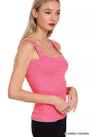 Zenana Seamless Winkle Stone Washed Tank Top