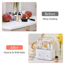 3 Tiers Makeup Organizer Cosmetic Storage Box with Dustproof Waterproof Lid Portable Handle Drawers Cosmetic Display Case for Bathroom Bedroom Dressin