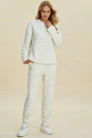 Double Take Full Size Texture Round Neck Long Sleeve Top and Pants Set