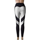 Butt-lifting Heart-patterned Patchwork Leggings With Excellent Stretch