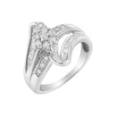 10K White Gold 1/2 cttw Diamond Cluster Ring (H-I Clarity, I2-I3 Color) - Size 6