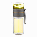 Glass Water Bottle with Tea Infuser and Double Wall
